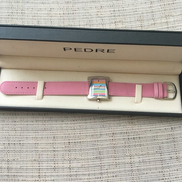 NEW Vintage Pedre Pink Suede Leather Stripe Face